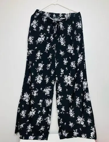 Ralph Lauren Drawcord-Waist Pants Wide Legs Tropical Floral Sz M