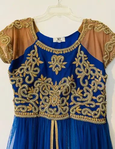 Blue Embellished Sari Size L