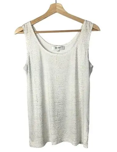 Jones New York  White Gold Studded Scoop Neck Tank Top M