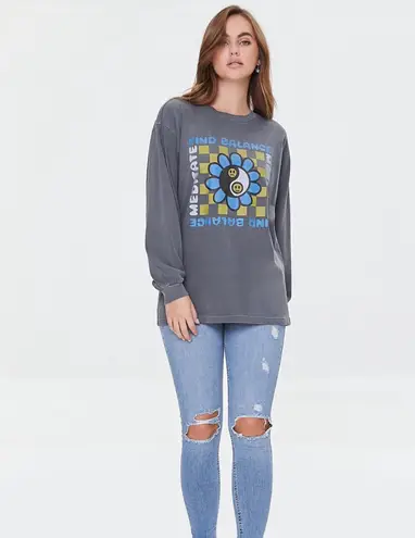 Find Balance and Meditate long sleeve oversize shirt, brand new with tag Multi Size L