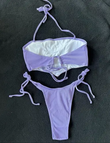 Boutique Purple ribbed halter bikini set
