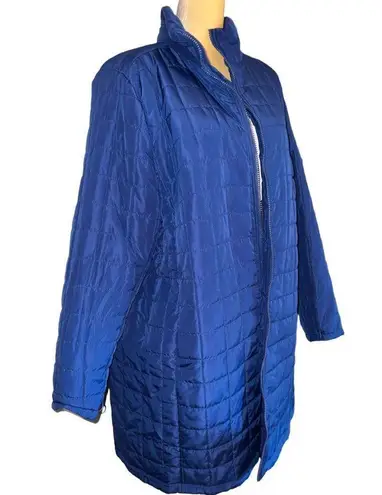 Woman Within  blue quilted zip up lightweight jacket with side pockets! N…