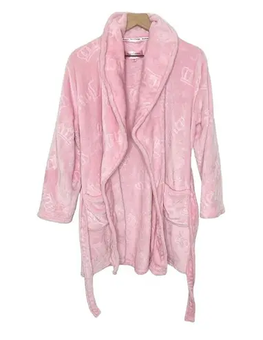 Juicy Couture  Sleepwear Women's L XL Housecoat Robe Pink Belt Crowns Barbie Y2K