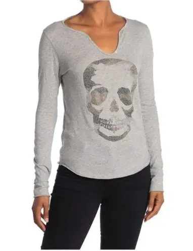 Zadig & Voltaire 💕💕 Tunisien Skull Long Sleeve T-Shirt - Gris Chine Gray M NWT