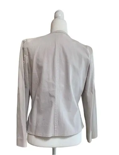 Eddie Bauer  Womens PM Ivory Cotton Canvas Full Zip Long Sleeve Jacket Collarless