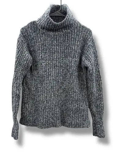 J.Crew Point Sur Turtleneck Sweater Women’s Size Small Blue White Marled Chunky