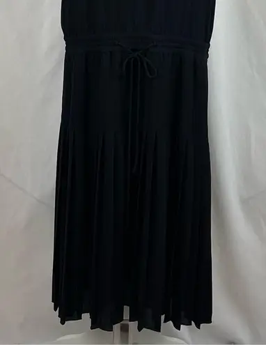 Vince  Black Drop Waist Pleated Neutral Minimalist Midi Dress NWOT Size XL