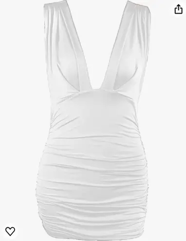 None Sleeveless stretch Bodycon v neck plunge white dress 
size large