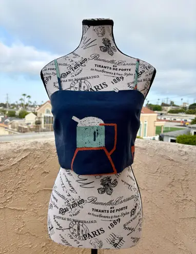 STAUD Freddie square neck tie back crop top size XS extra small