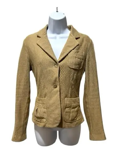 Ralph Lauren 100% Cotton Blazer Jacket Size 6 Tan Button Front Equestrian Style