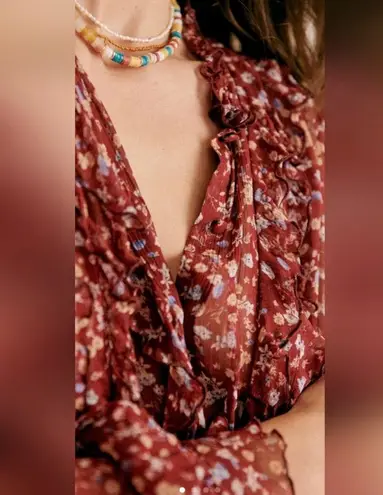 Sézane | Chemise Céline in Fleurs Bordeaux | US2 FR34