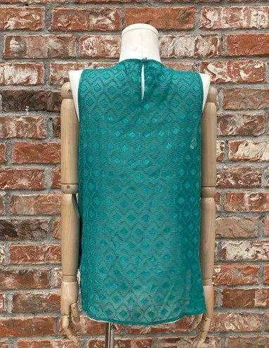 By & By teal sleeveless boho top with an attached long gold necklace / M / EUC Size M
