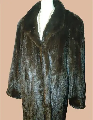 Vintage Gian Carlo Full Mink Dark Fur Coat Jacket Thick Winter Brown Long Lined Size 2X