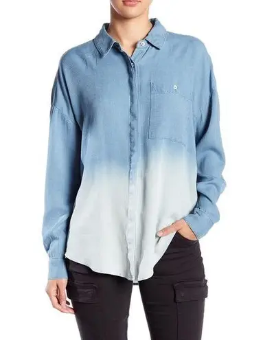 Splendid  XS Blue chambray Bleach Dip Dyed Boyfriend Shirt