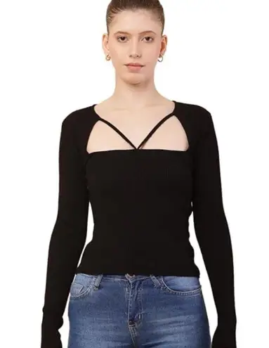 ZARA  Black Square Neck Top Criss Cross thumbnail 1