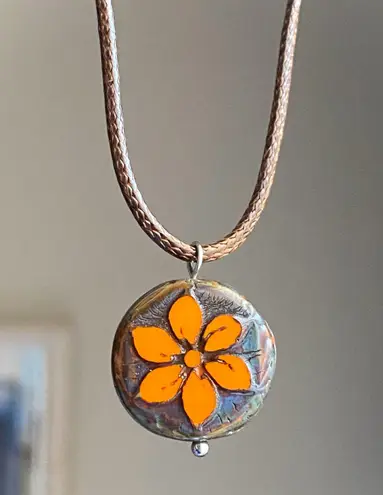 Handmade quality Czech glass flower bead fairy boho vintage retro style necklace🌿✨