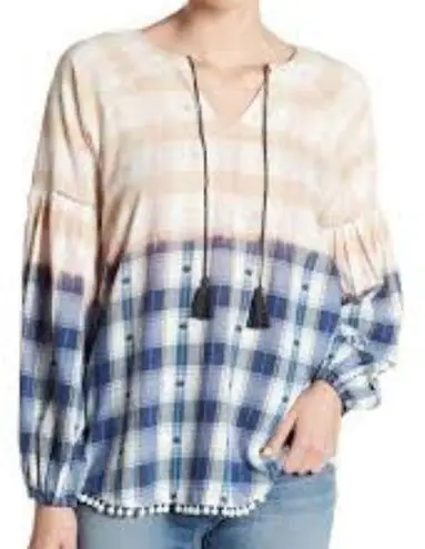 Jag jeans Jag Eliot Boho Ombre Plaid Ballon Sleeve Top