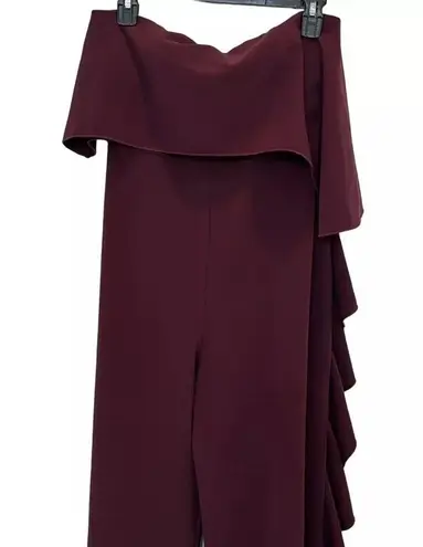 Alexis Kendall Ruffle Strapless Jumpsuit in Plum Size Small