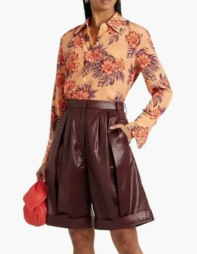 Equipment Quinne Floral Button Down in Silk Crepe de Chine Shirt Orange Size S