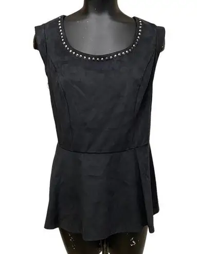 Torrid NEW  Black Faux Suede Peplum Top Studded Neckline