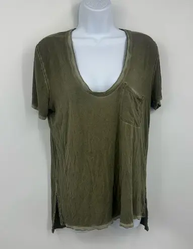 Free People  Green Boho Short Sleeve Shirt Size XS Fairy
