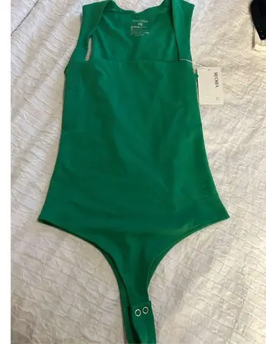 NEW REORIA Butsmooth® Sleeveless Square Neck Double Lined Bodysuit Tank XS Green