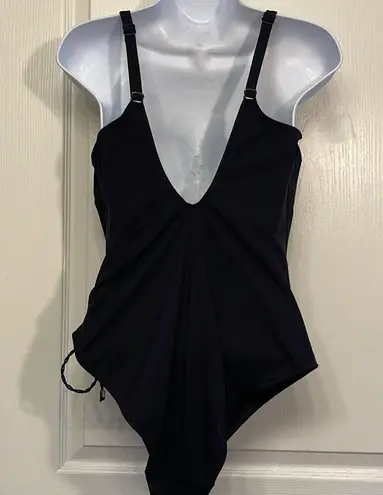 Maison Lejaby Drape Full Cup Ballerina Black Swimsuit Size 38/Large EUC #2478