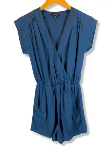 Aritzia Babaton | XS | 100% Silk Moody Blue Corbett Cap Sleeve Faux Wrap Romper