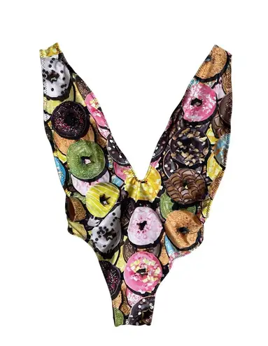 Ravish Sands Donuts One Piece Custom Bikini Plunge Neckline Womans Medium