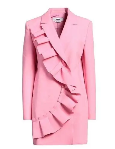 $605 NWT MSGM HALF LINED DOUBLE BREASTED BLAZER WITH RUFFLED Size 40 Pink Coat