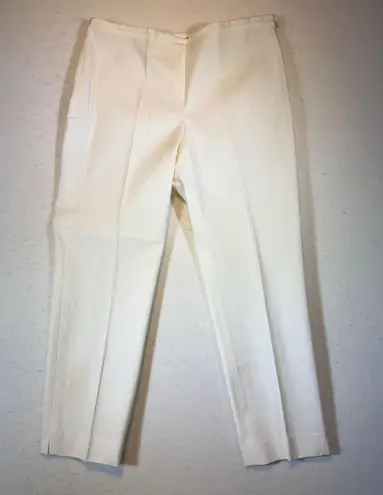 J.McLaughlin Womens Cream Cotton Straight Leg Tailored Cropped Pants Size 10 White