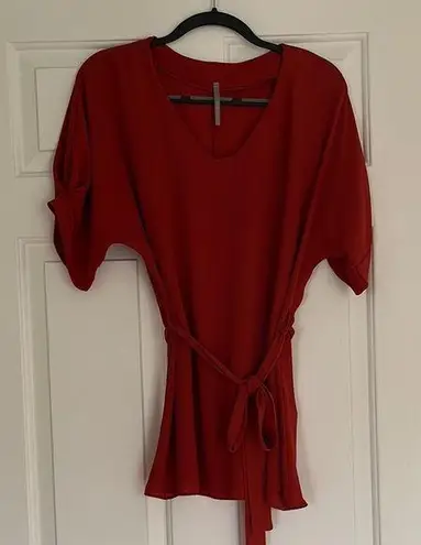 Red Lolly Red Tie Front Blouse with Relaxed Fit