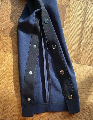 Maje NWT blue slim joggers w/ black contrast piping and chrome buttons Sz 38