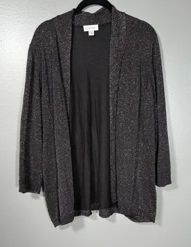 Avenue Black Glitter Glam Open Front Cardigan Sweater - 22/24 - Womens Plus Size