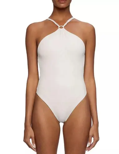 Jonathan Simkhai Shea Macramé One Piece Swimsuit in Ceramic, Size S New w/Tag White