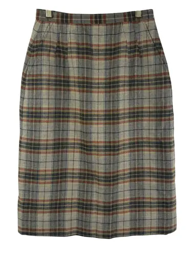 Vtg Cricketeer Plaid Wool Skirt Womens 8 High Waist A