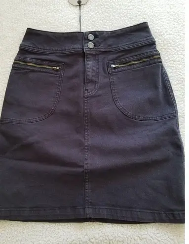 prAna  Broadway Organic  Stretch Cotton Jean Mini Skirt Onyx Black Size 0