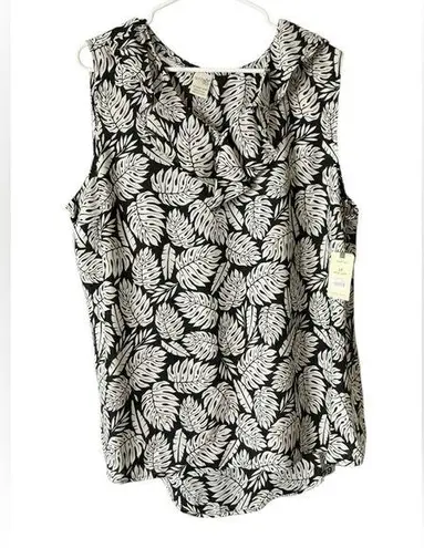 Terra & Sky Black and White Sleeveless Blouse