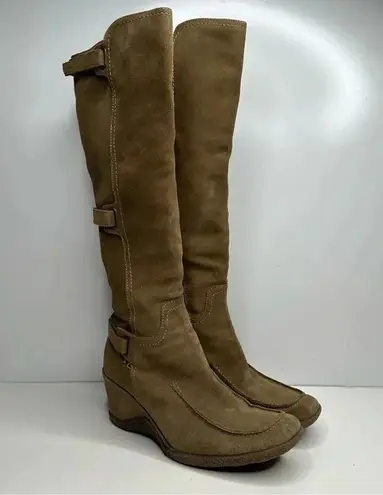 Aquatalia Suede Velcro Strap Knee High Boots Size 7