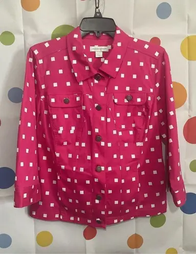 Christopher & Banks NEW  Hot Pink & White Jacket Lightweight Size Medium 🌸🍒