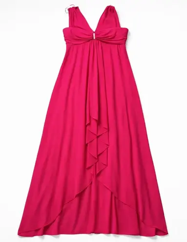 R & M Richards 14/16 Fuchsia Sleeveless Empire Waist Gown Rhinestone Accent - Image 1