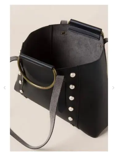 Vegan Leather Pearl Jillian Mini Tote Bag Black