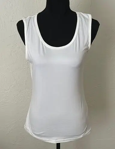 Fitted White Sleeveless Scoop Neck Tank Top Size M