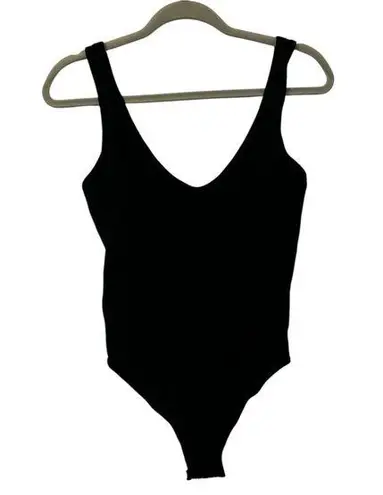 Aura Black Bodysuit Tank Top Shirt Womens Size Medium Large Stretchy Soft Design