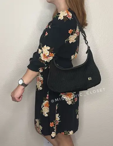 The Sak Woven Crochet Knit Black Shoulder Bag