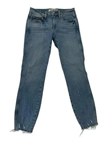 AMO Cropped Distressed Raw Hem Skinny Jeans Stretch Denim Light Wash size 25