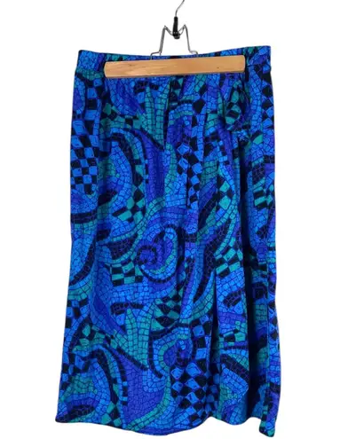 Jantzen Vintage Women’s Size Medium Faux Wrap Skirt Blue Purple Green Black