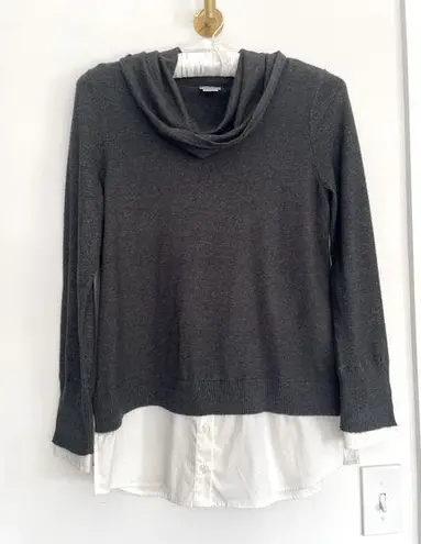 Chico's  Grey Cowl Neck Sweater with Faux Layering Size Small- Lagenlook Office