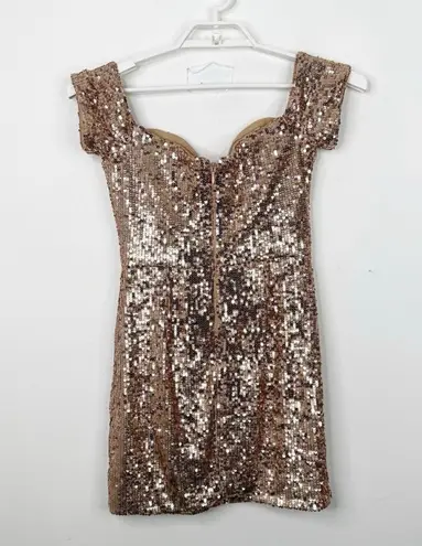 Dress the Population | Jada Gold Sequined Jersey Mini Dress Sz. Medium