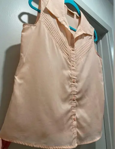 Preview International VTG ‘90s Light Pink Sleeveless Collared Button-Up Blouse